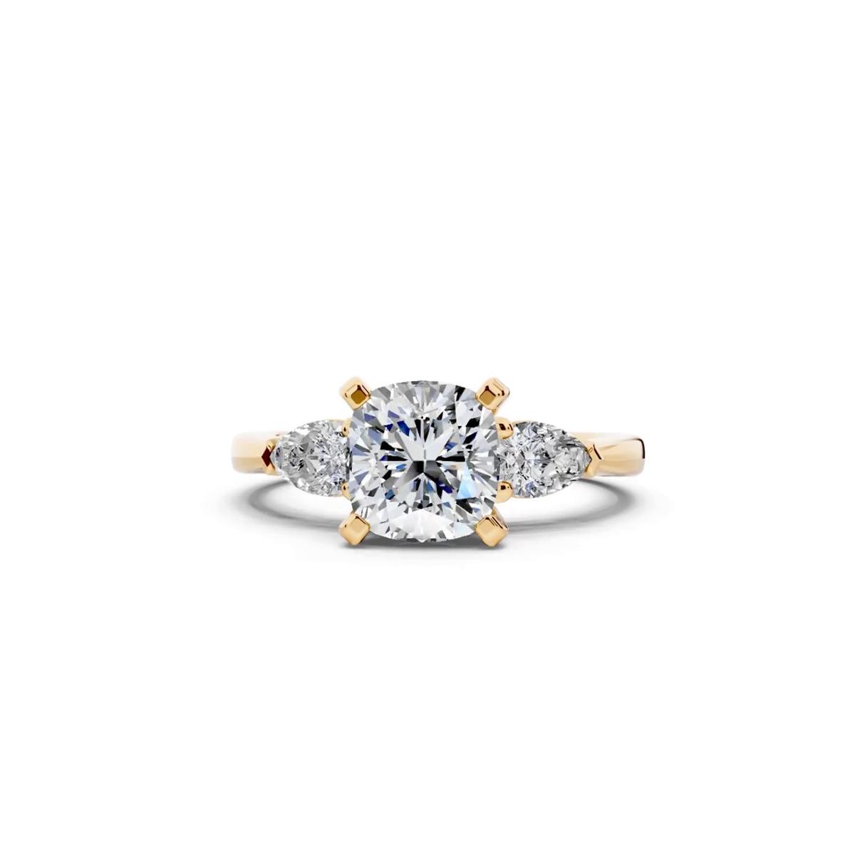 360 degree view of Madison Three-Stone Lab Pear Engagement Ring