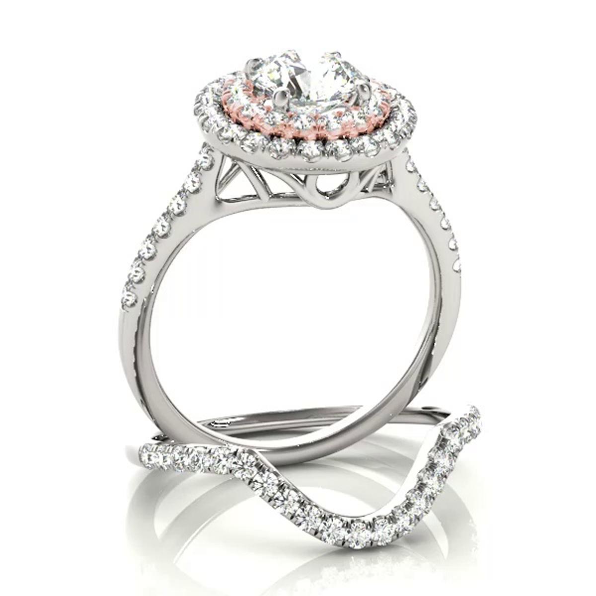 360 degree view of Daisy Double Halo Engagement Ring