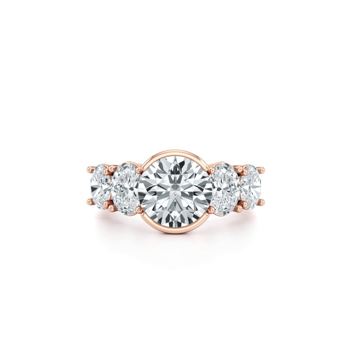 360 degree view of Neria Five-Stone Half Bezel Engagement Ring