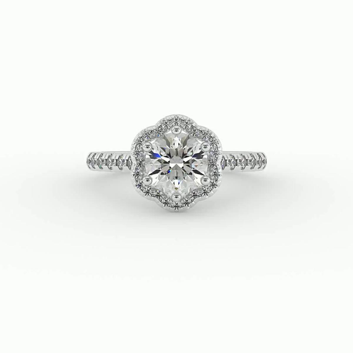 360 degree view of Cali Halo Engagement Ring