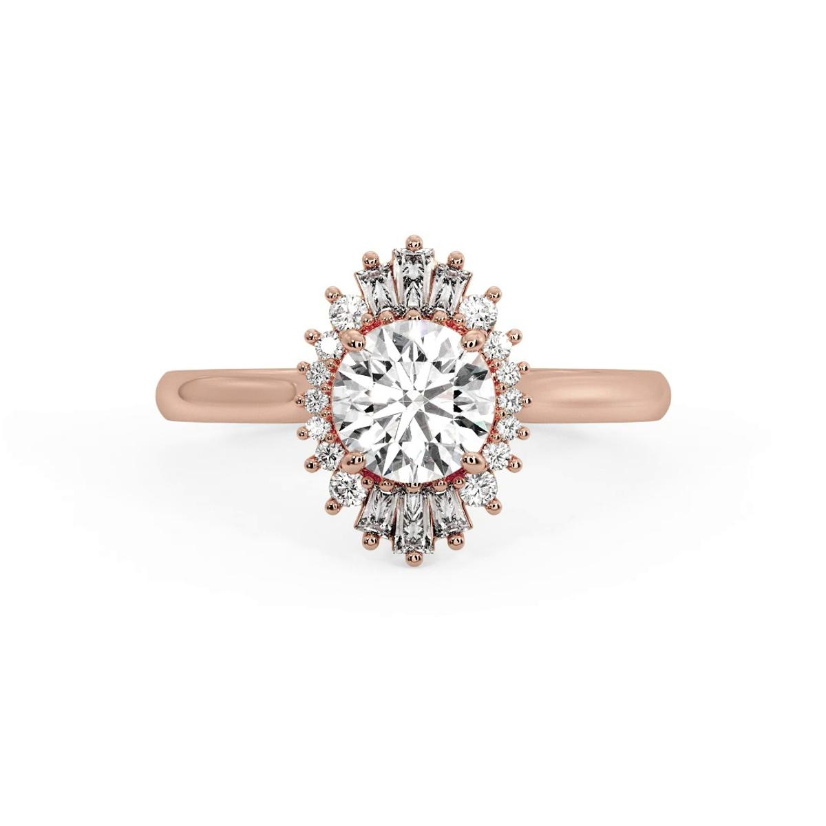 360 degree view of Kaia Ballerina Halo Engagement Ring