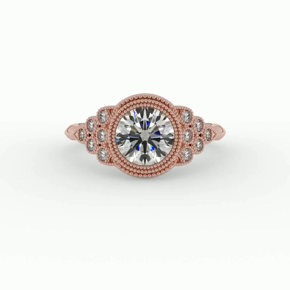 360 degree view of Serenity Accented Milgrain Engagement Ring