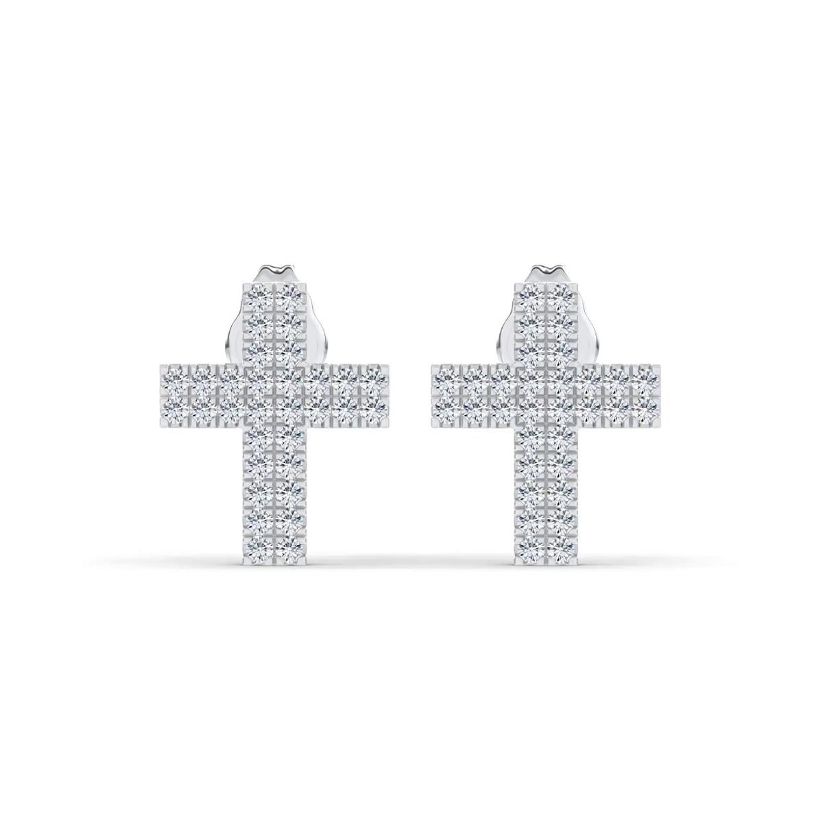 360 degree view of Lab Diamond Pavé Cross Studs
