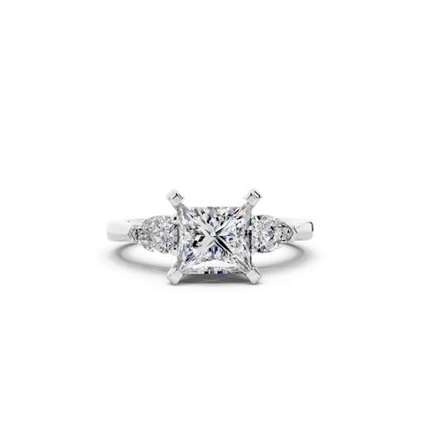360 degree view of Madison Three-Stone Lab Pear Engagement Ring