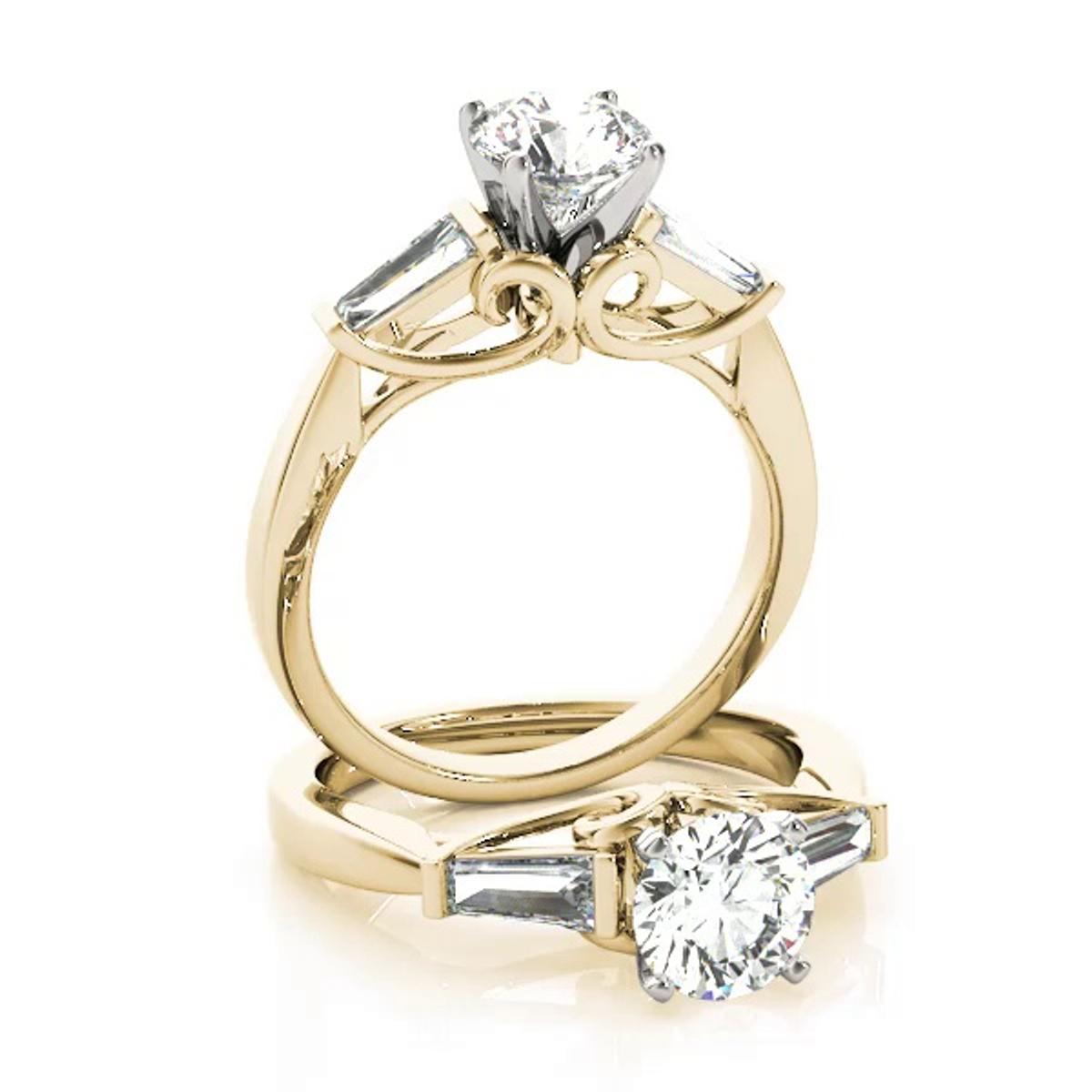 360 degree view of Delilah Three Stone Baguette Diamond Engagement Ring