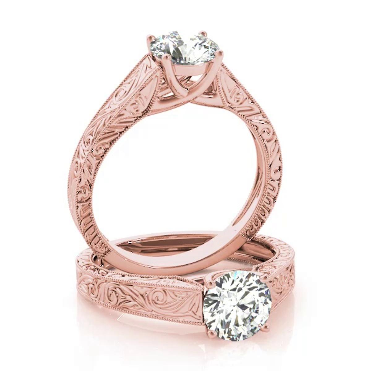 360 degree view of Adelaide Engraved Solitaire Engagement Ring
