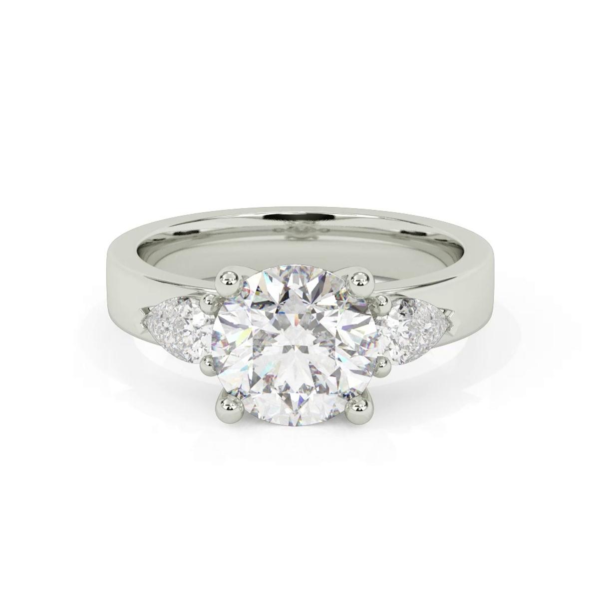 360 degree view of Cortina Pear Three-Stone Engagement Ring