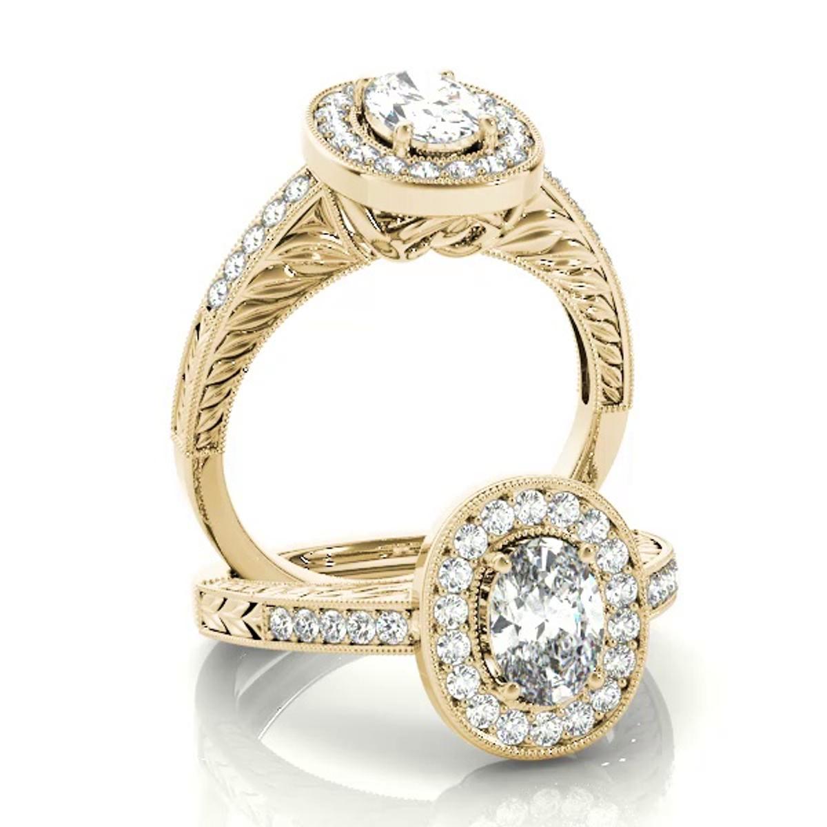 360 degree view of Azalea Halo Engagement Ring
