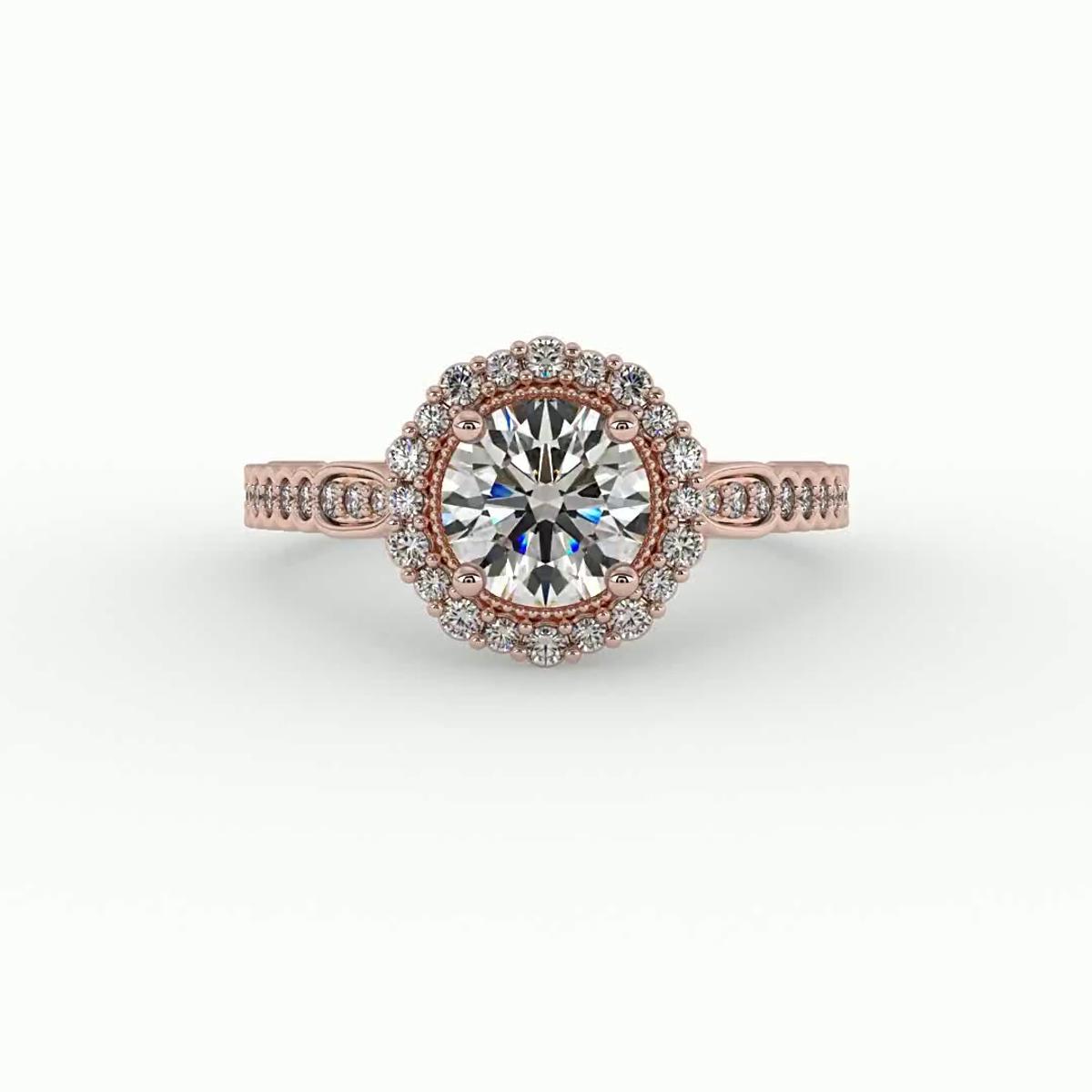 360 degree view of Nina Halo Engagement Ring