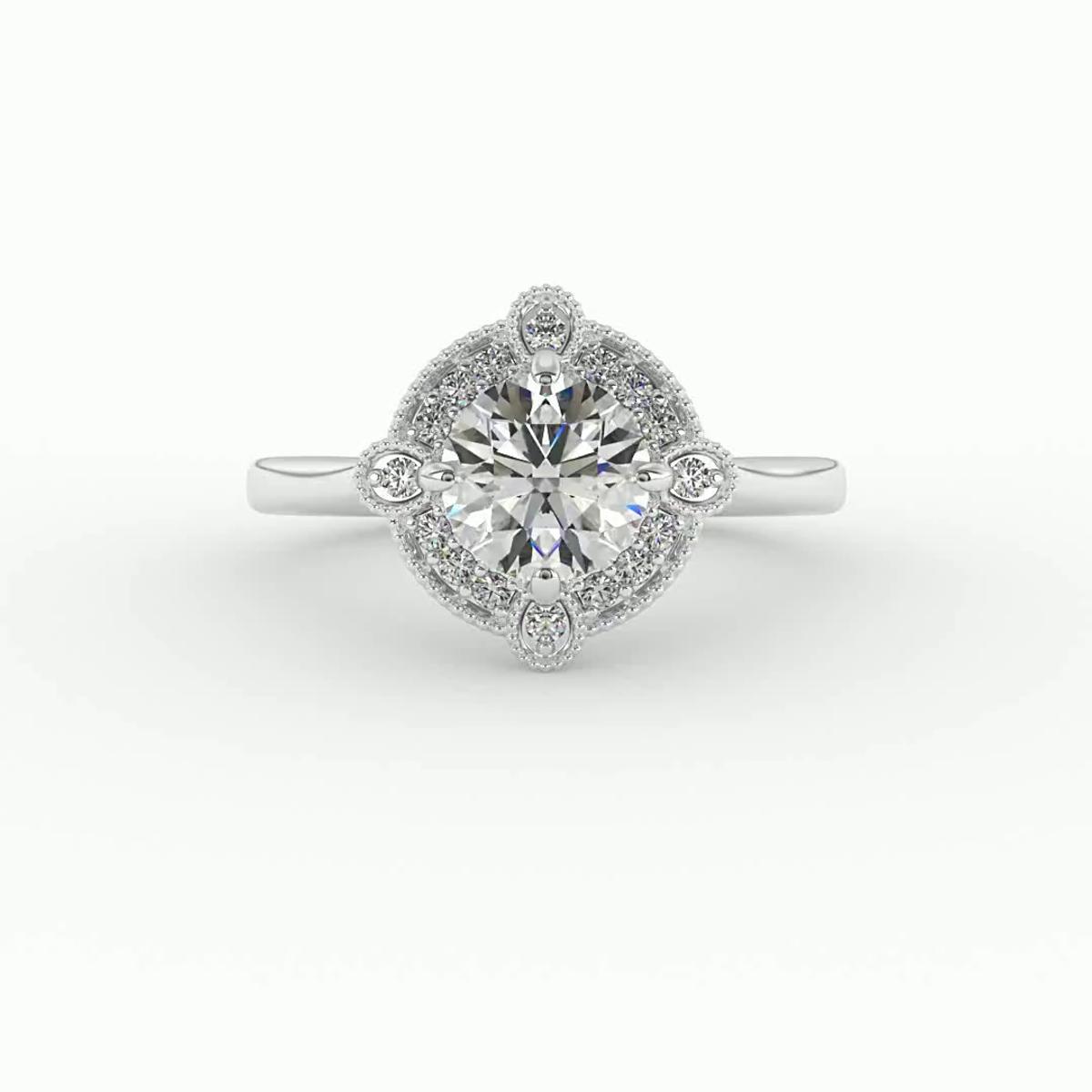 360 degree view of Amari Halo Engagement Ring