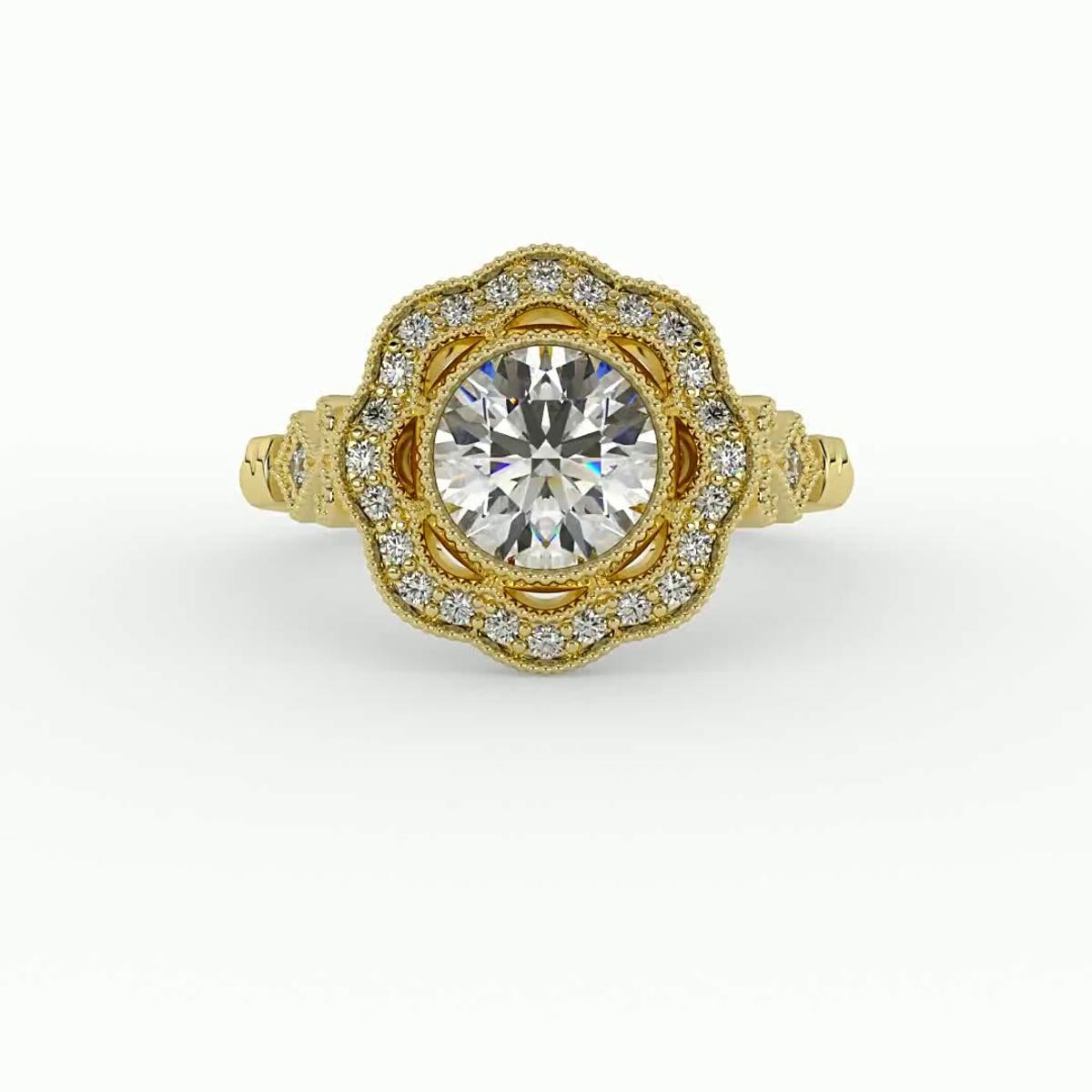 360 degree view of Haven Halo Engagement Ring