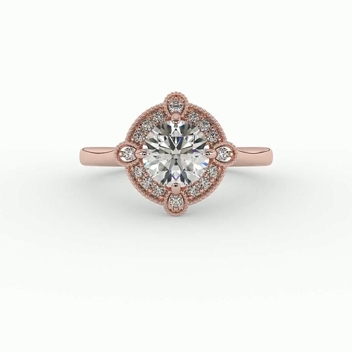 360 degree view of Amari Halo Engagement Ring