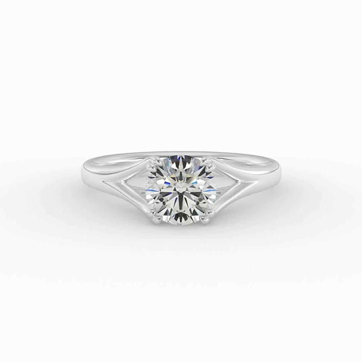 Iris Solitaire Engagement Ring - 14K White Gold