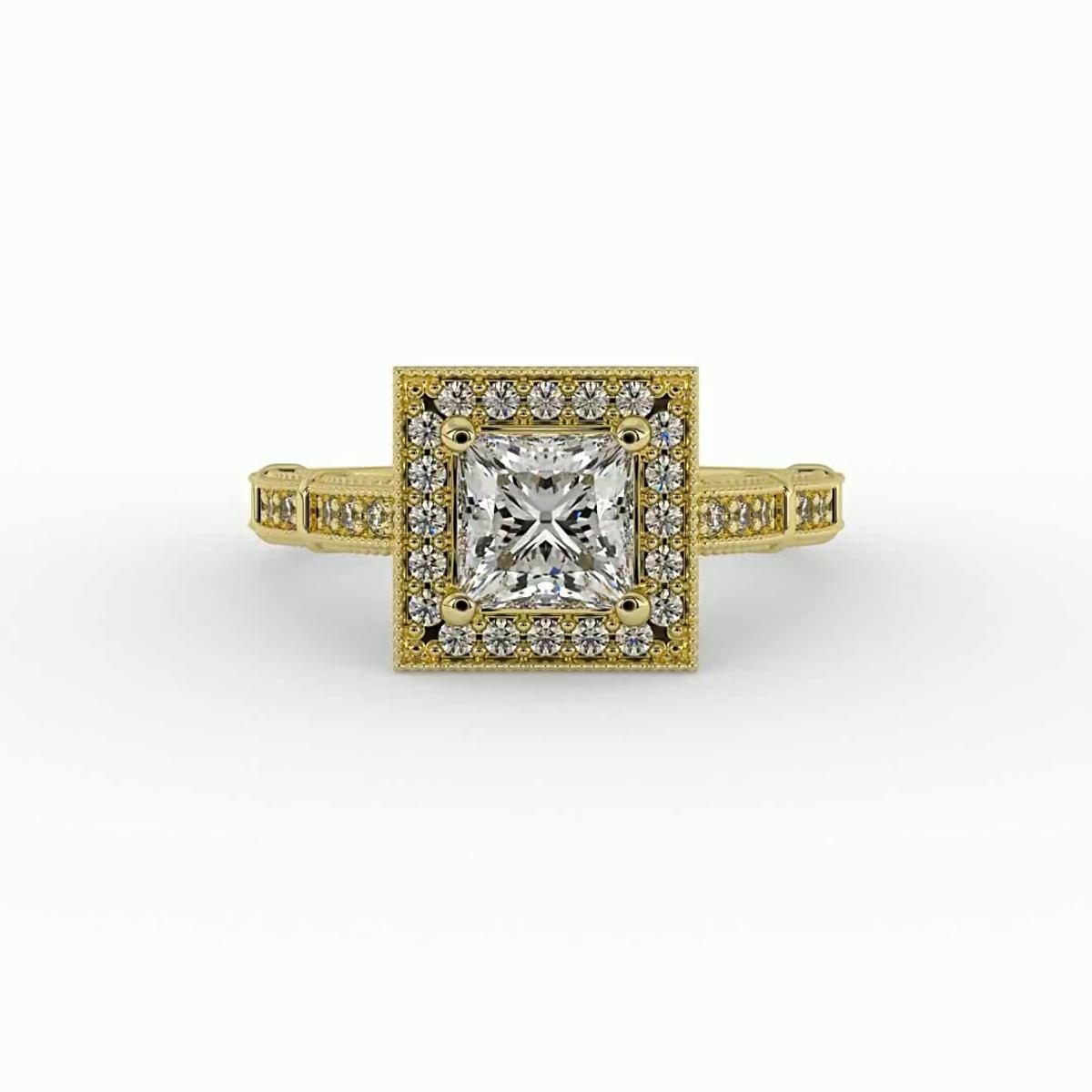 360 degree view of Evie Halo Engagement Ring