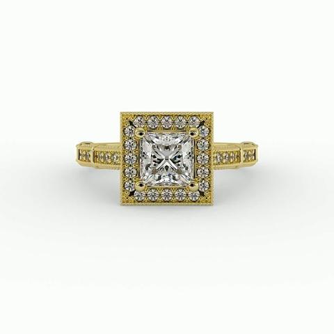360 degree view of Evie Halo Engagement Ring
