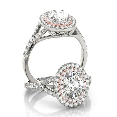 360 degree view of Adele Double Halo Engagement Ring