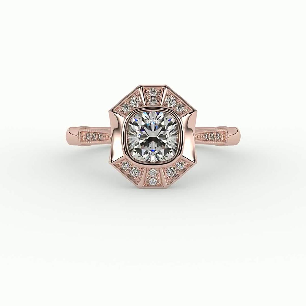 360 degree view of Fatima Halo Engagement Ring