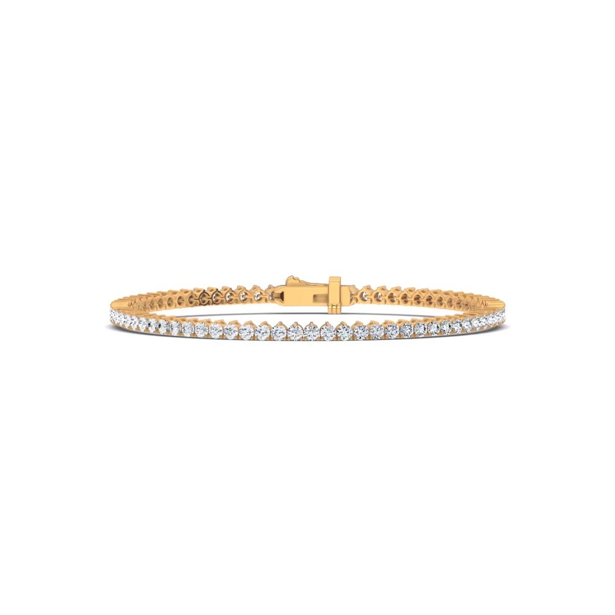 Bracelet Tennis 3.00 CT Rubis Simulé & Diamant - Plaqué Or Jaune 14k - Longueur 19.1 Cm