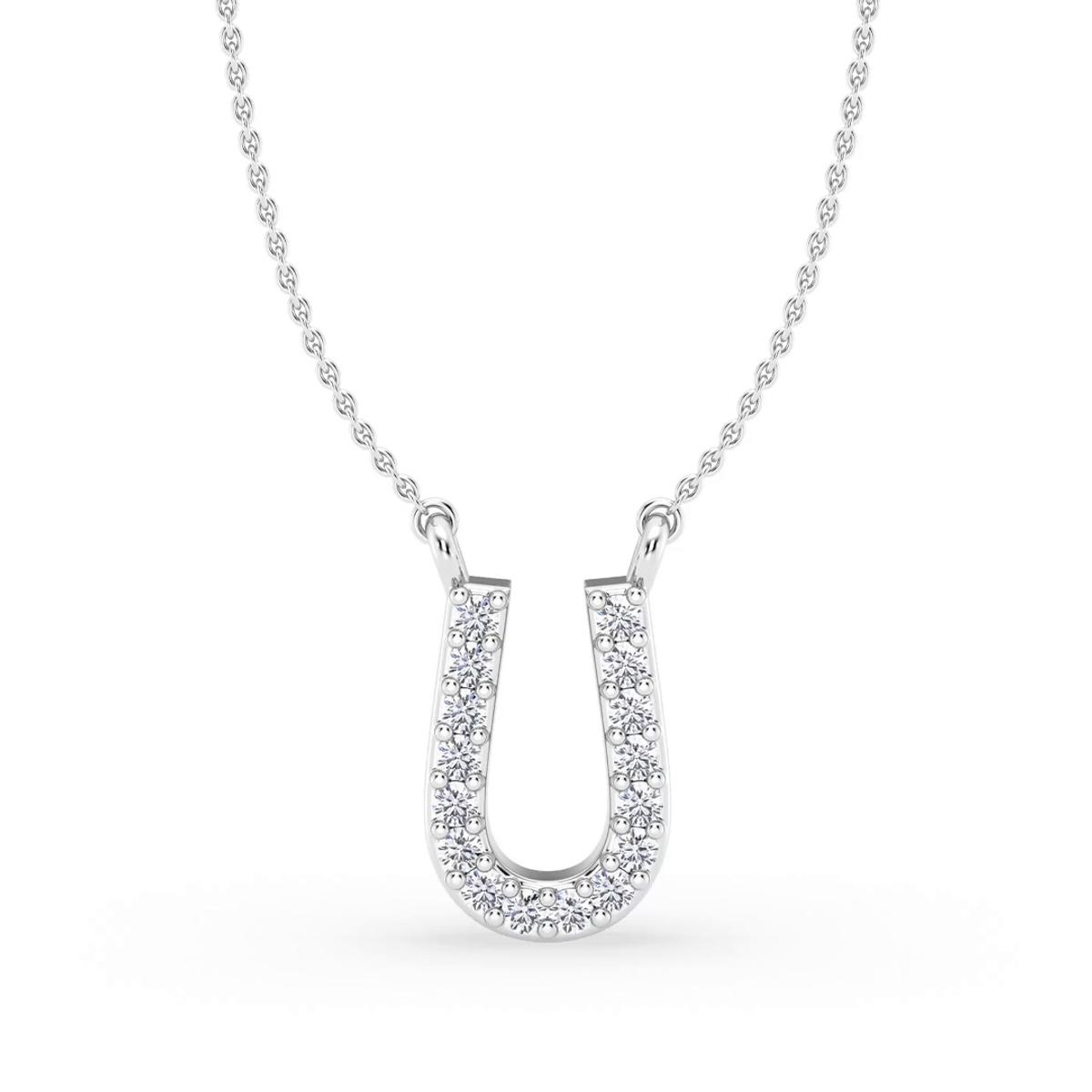 360 degree view of Lab Diamond Initial Necklace – U