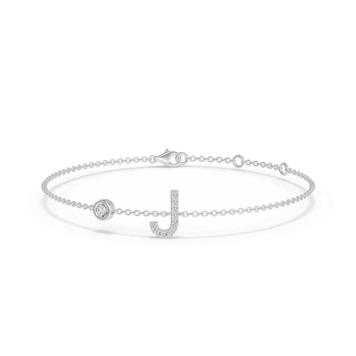 360 degree view of Bezel Lab Diamond Pavé Initial Bracelet - J