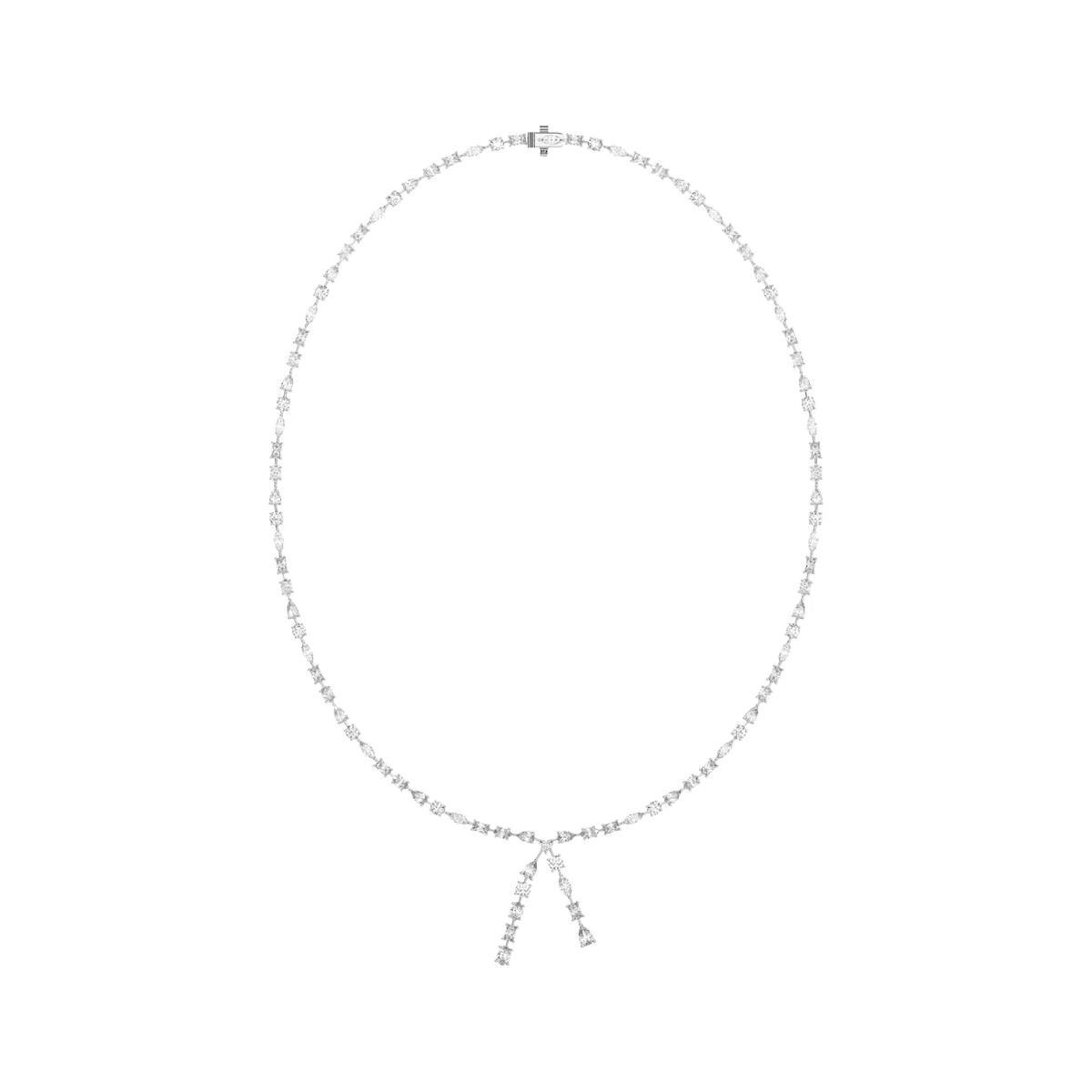 360 degree view of Isara Mixed Shape Lab Diamond Lariat Necklace