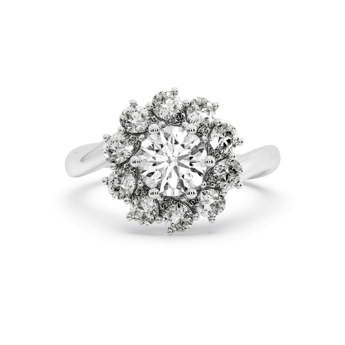 360 degree view of Hailey Floral Pear Halo Engagement Ring