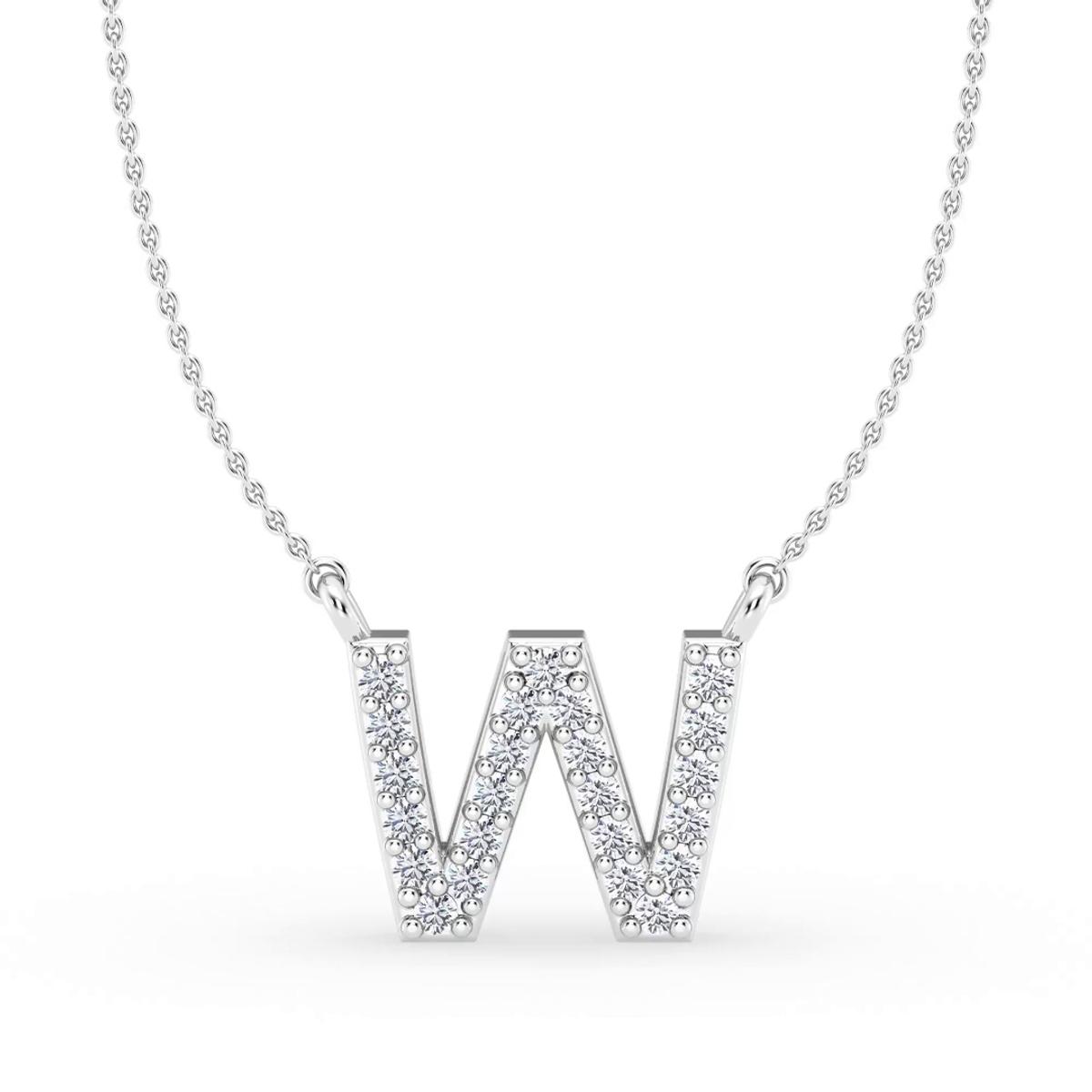 360 degree view of Diamond Initial Necklace – W