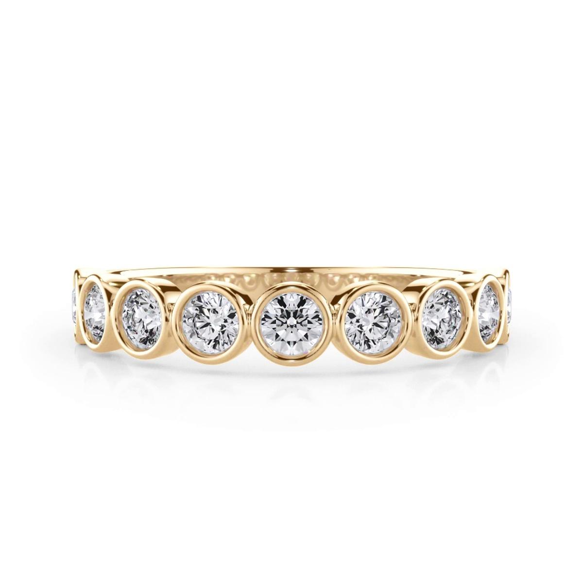 Round Bezel Lab Diamond Band (.50ct. tw.) - 14K Yellow Gold