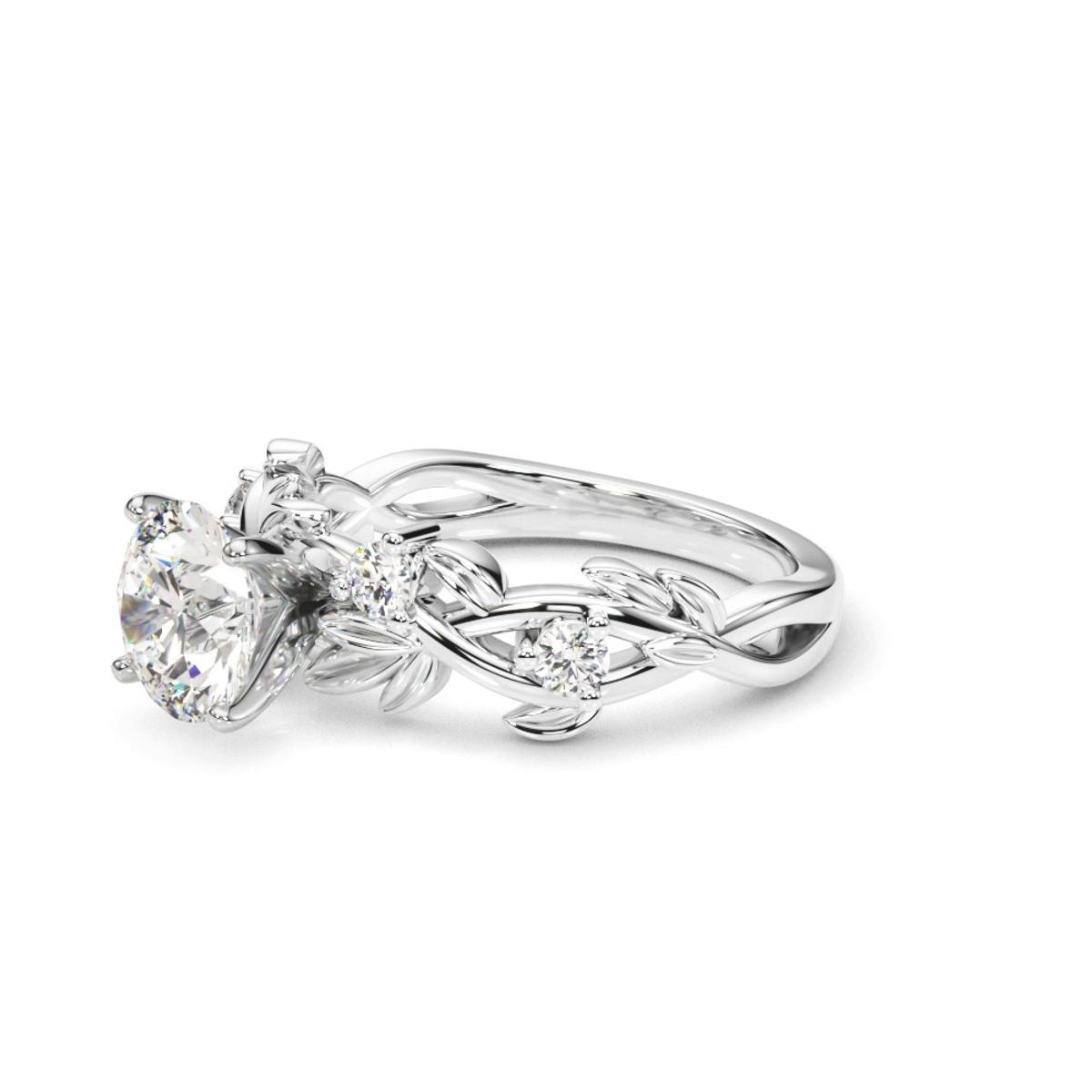 360 degree view of Flamenco Twisted Vine And Leaf Lab Engagement Ring