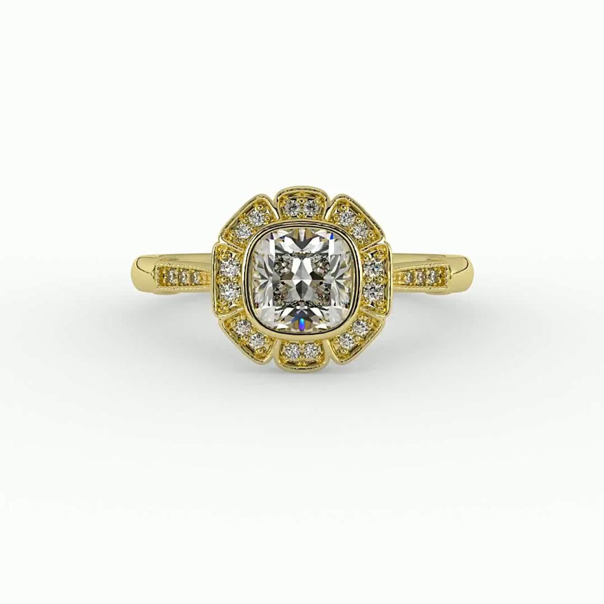 360 degree view of Kaylani Floral Halo Engagement Ring