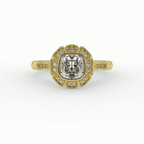360 degree view of Kaylani Floral Halo Engagement Ring