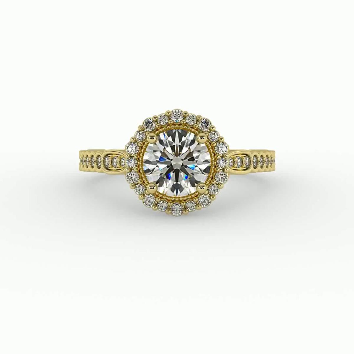 360 degree view of Nina Halo Engagement Ring