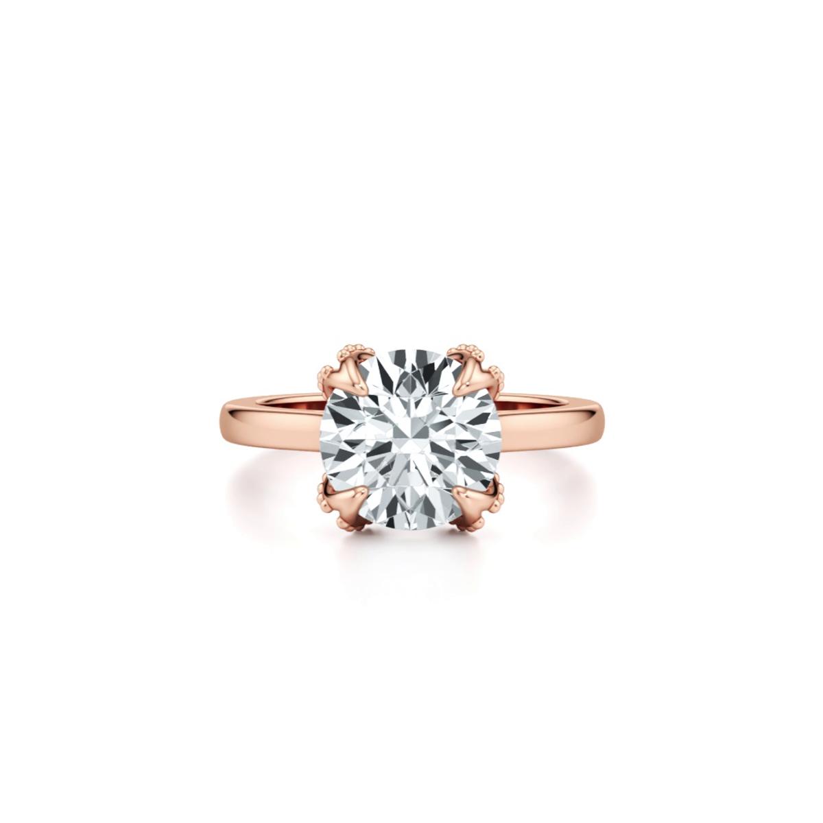 360 degree view of Perla Beaded Tulip Solitaire Engagement Ring