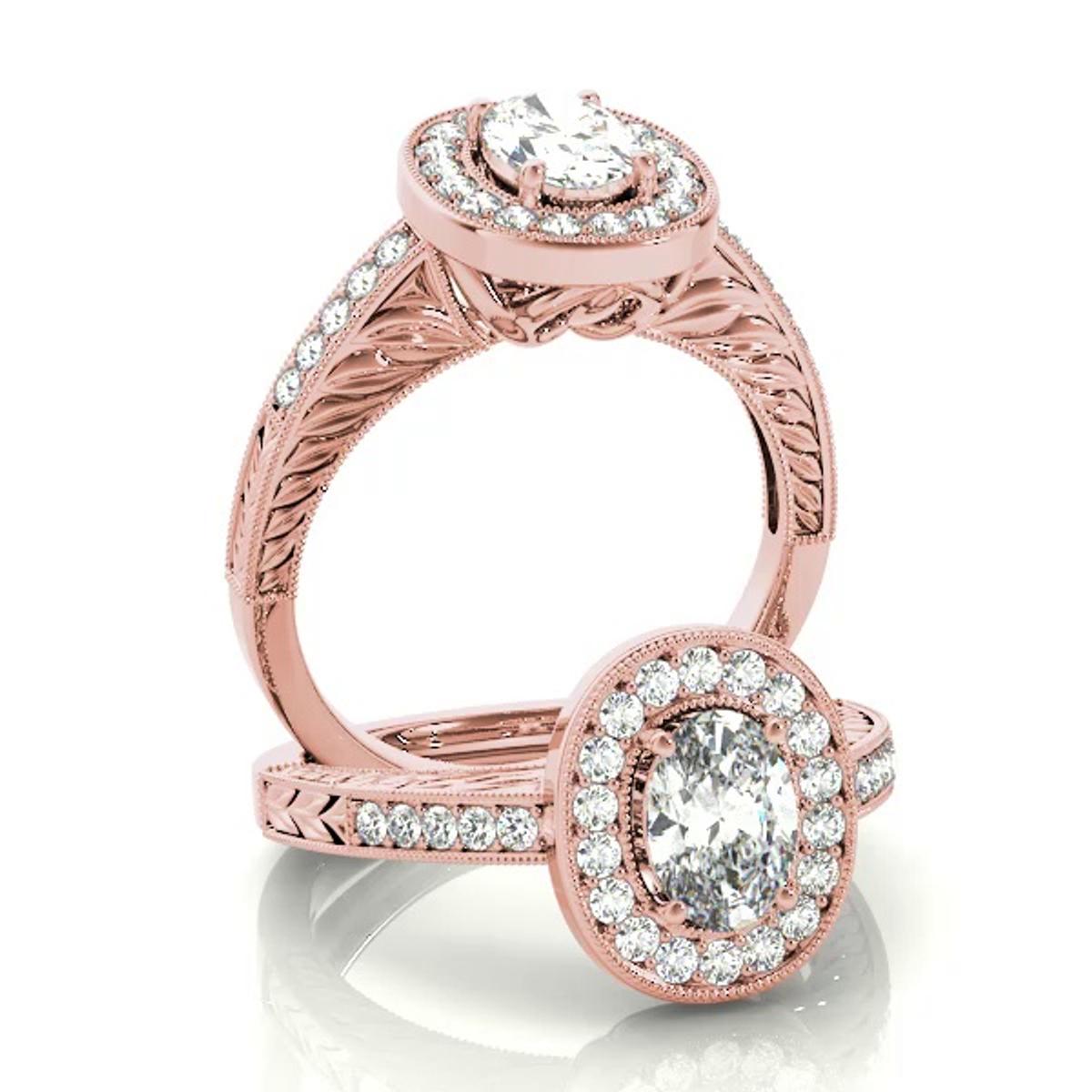 360 degree view of Azalea Halo Engagement Ring