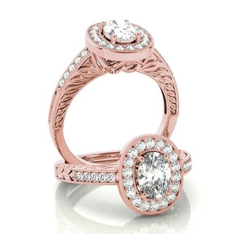360 degree view of Azalea Halo Engagement Ring