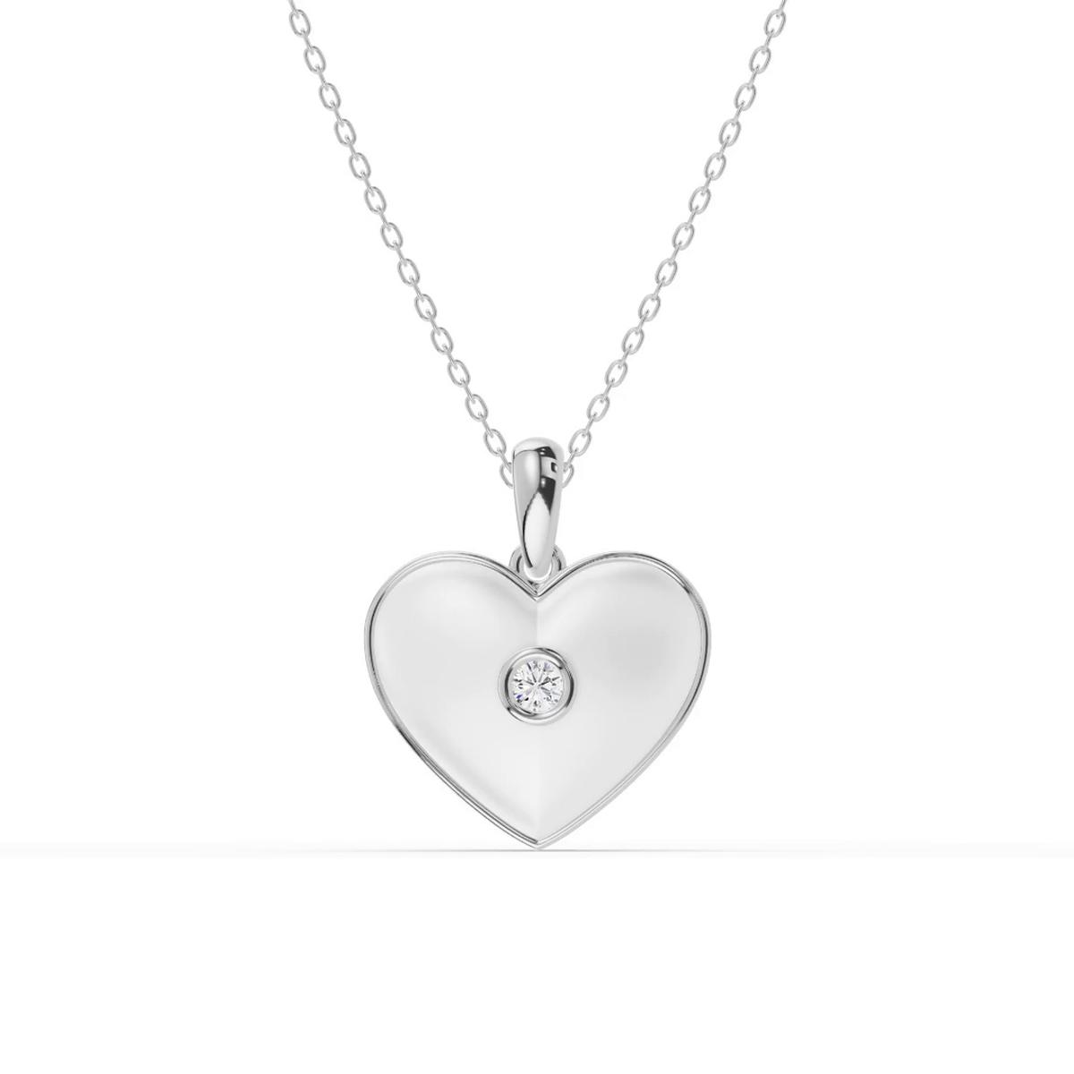 360 degree view of Devotion White Heart Bezel Diamond Necklace