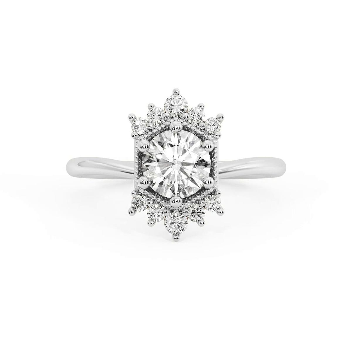 360 degree view of Mackenzie Half Halo Beaded Engagement Ring