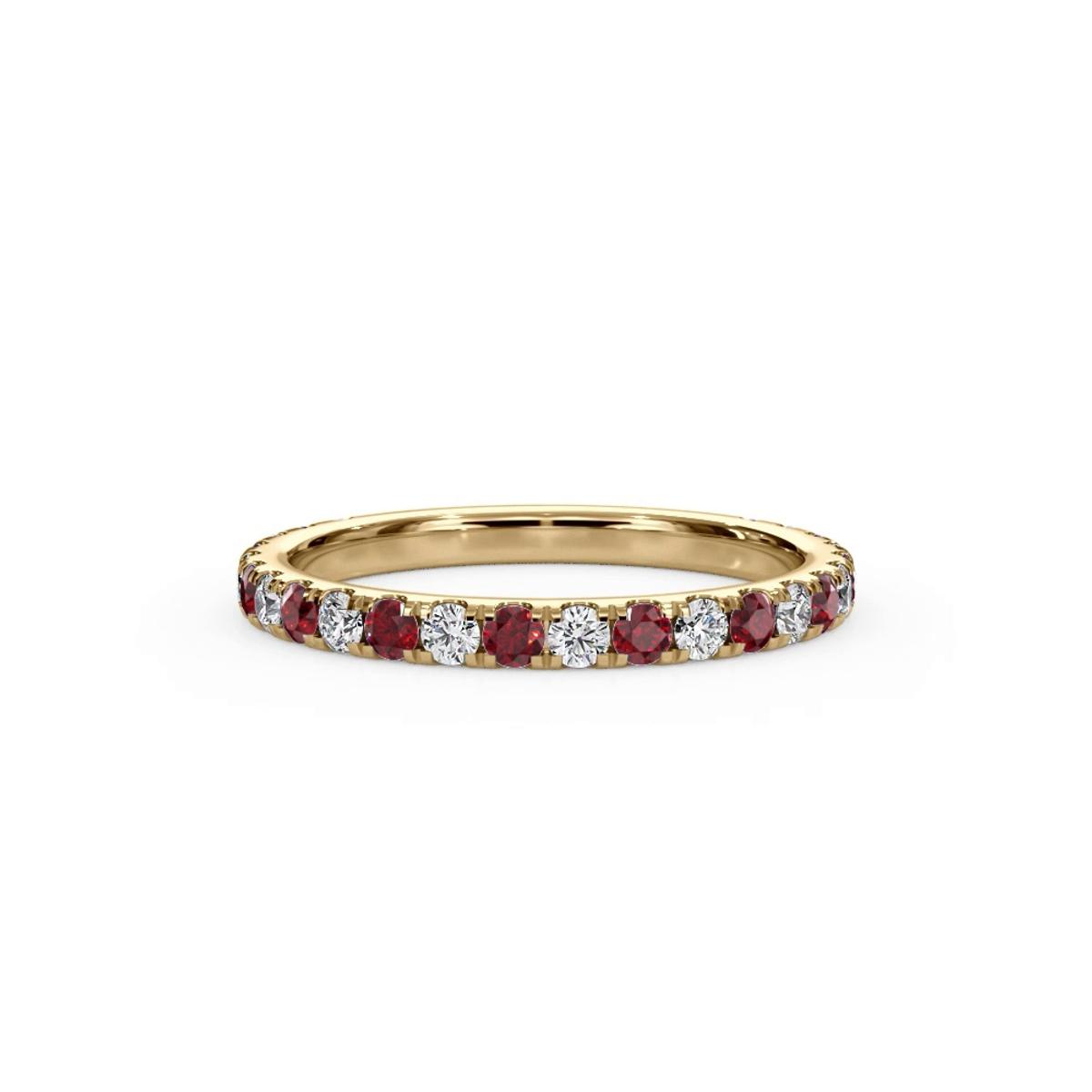 360 degree view of Bellora Lab Ruby & Diamond Pavé Band (2mm)