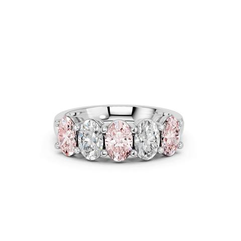 360 degree view of Pink & White Lab Diamond Five-Stone Oval Band (2 ct. tw.)