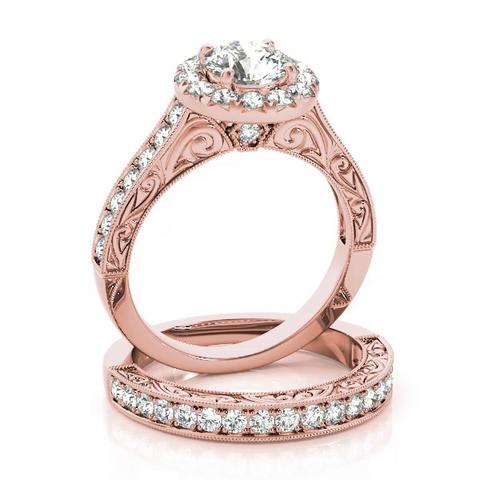 360 degree view of Amiah Halo Engagement Ring