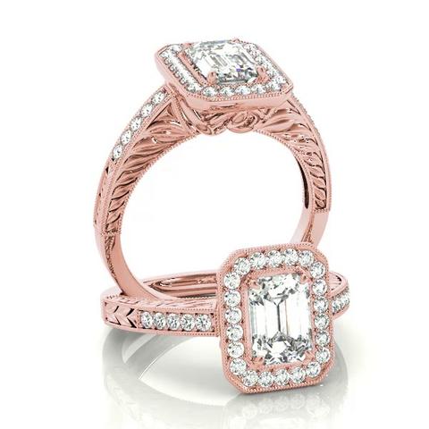 360 degree view of Viola Halo Engagement Ring