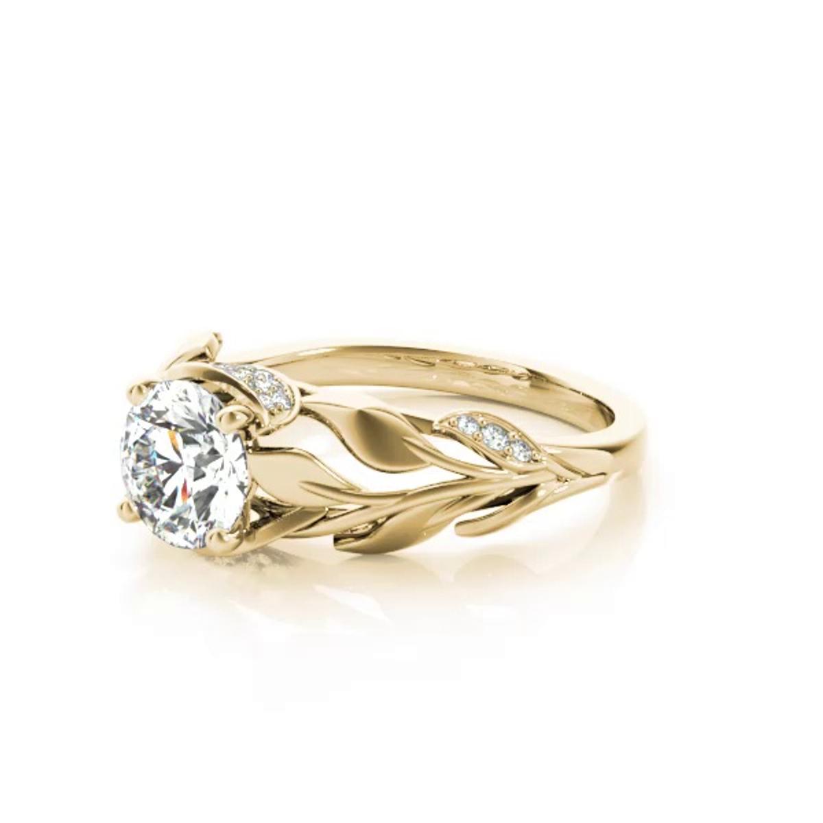 360 degree view of Samara Nature Inspired Engagement Ring With Diamond Accents