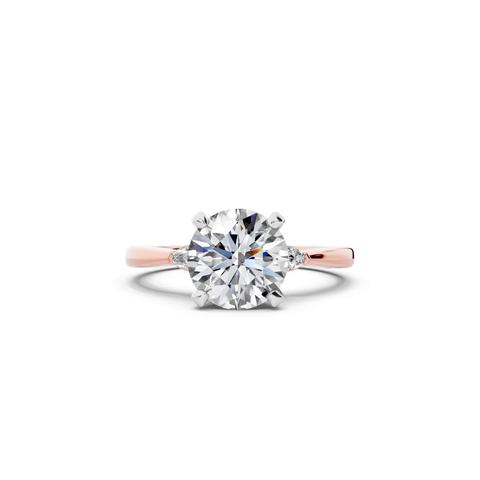 360 degree view of Madison Three-Stone Two-Tone Lab Pear Engagement Ring (.10 ct. tw.)