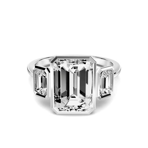 360 degree view of Montero Emerald-Cut Bezel Three-Stone Lab Diamond Engagement Ring (.75 ct. tw.)