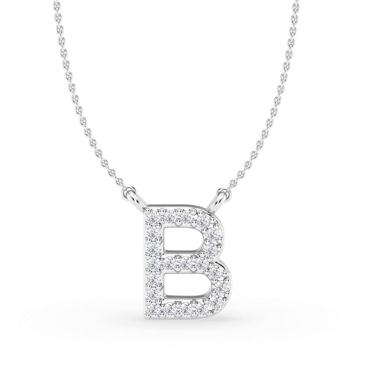 360 degree view of Lab Diamond Initial Necklace – B