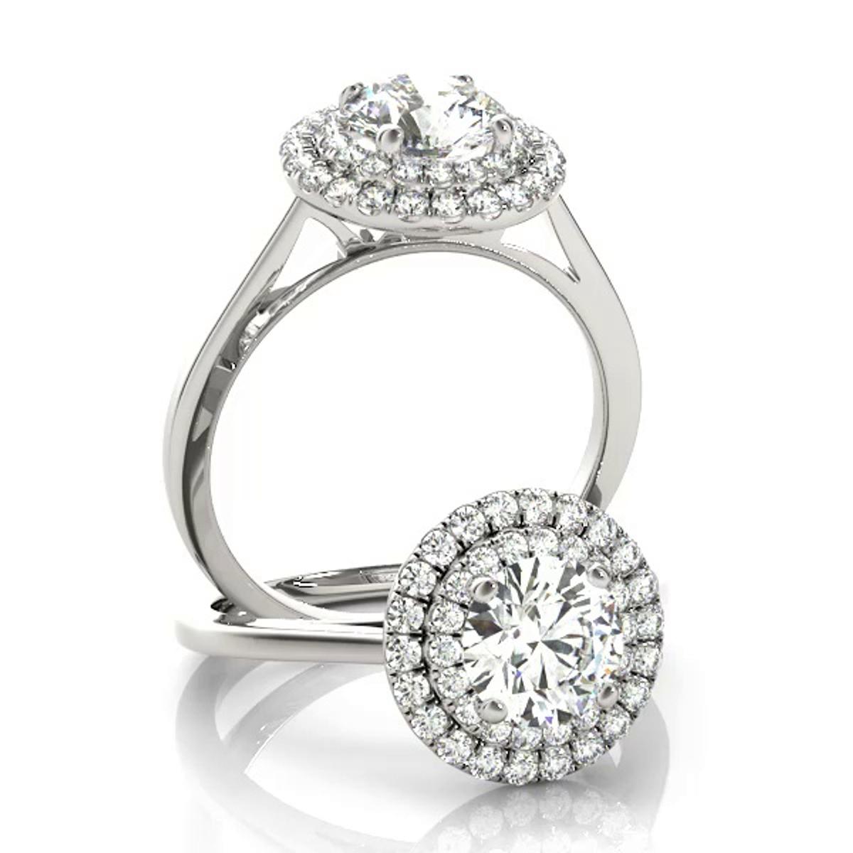 360 degree view of Cairo Double Halo Engagement Ring