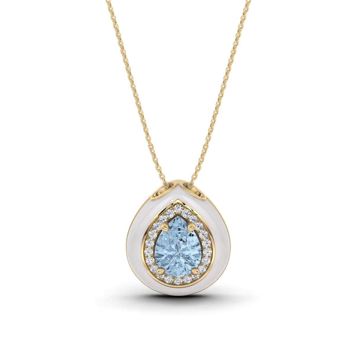 360 degree view of Aquamarine Ceramic Halo Necklace By Christian Siriano