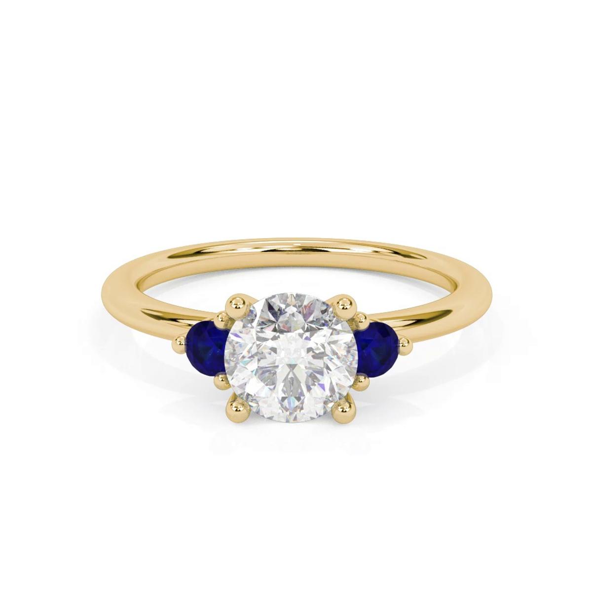 360 degree view of Mia Round Sapphire Accent Engagement Ring