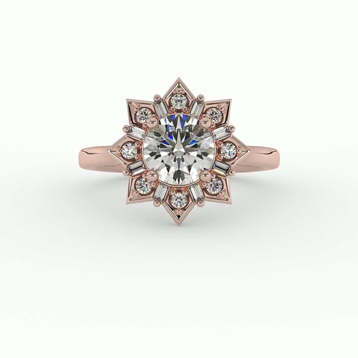 360 degree view of Journey Starburst Halo Engagement Ring