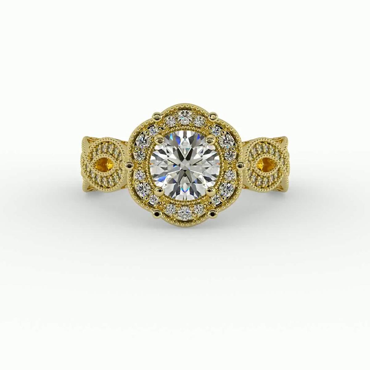 360 degree view of Amiyah Halo Engagement Ring
